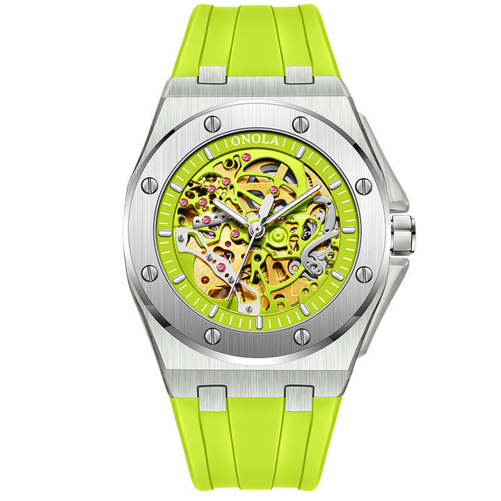 ONOLA Mens Skeleton Watch with Visible Gears