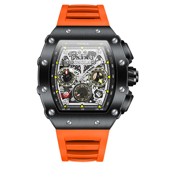 ONOLA Tonneau Shaped Watch with Visible Mechanism