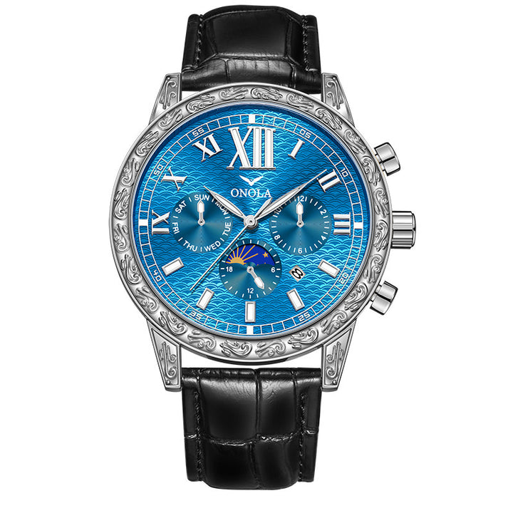 ONOLA 6814 Silver Blue Face Watch