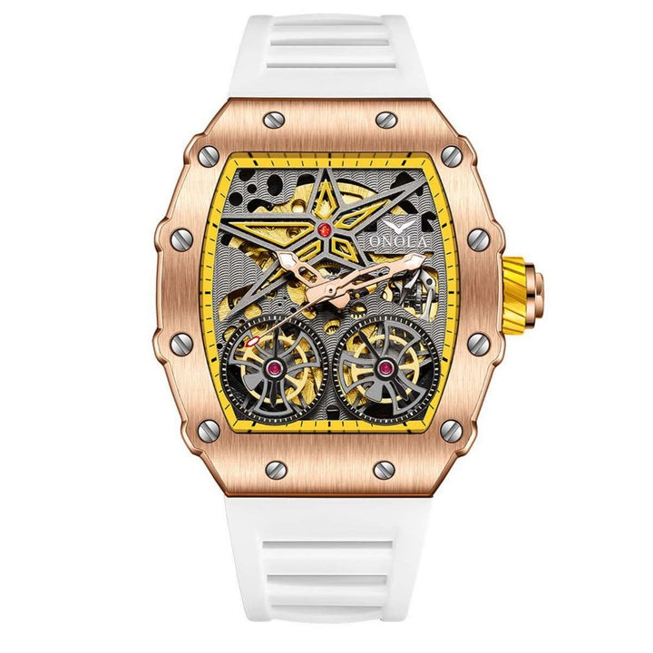 ONOLA 6829 Men's Tonneau Watch with Gears Showing