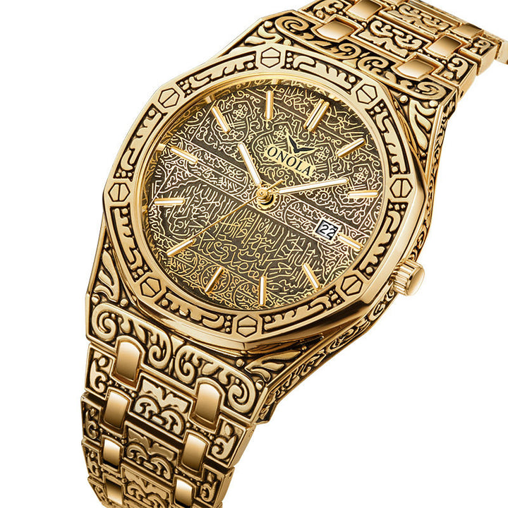 ONOLA Gold Octagon Watch Mens