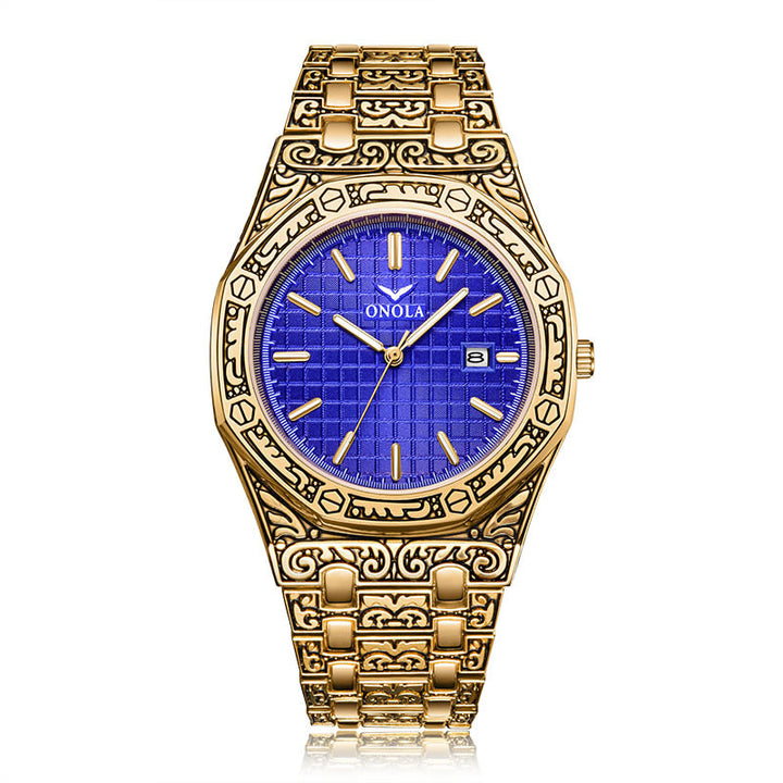 ONOLA Blue Gold Octagon Watch Mens