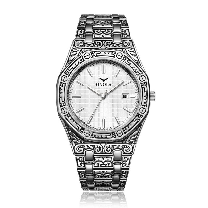 ONOLA  White Silver Octagon Watch Mens