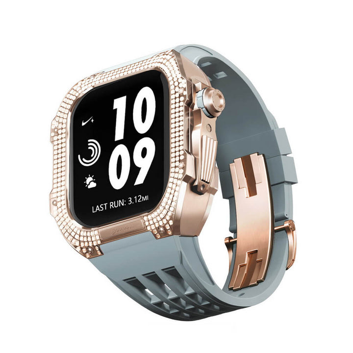 Luxury Titanium Apple Watch Diamond Bezel Case 45mm