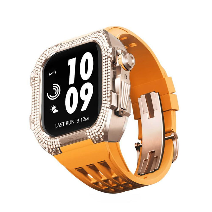 Luxury Titanium Apple Watch Diamond Bezel Case 45mm