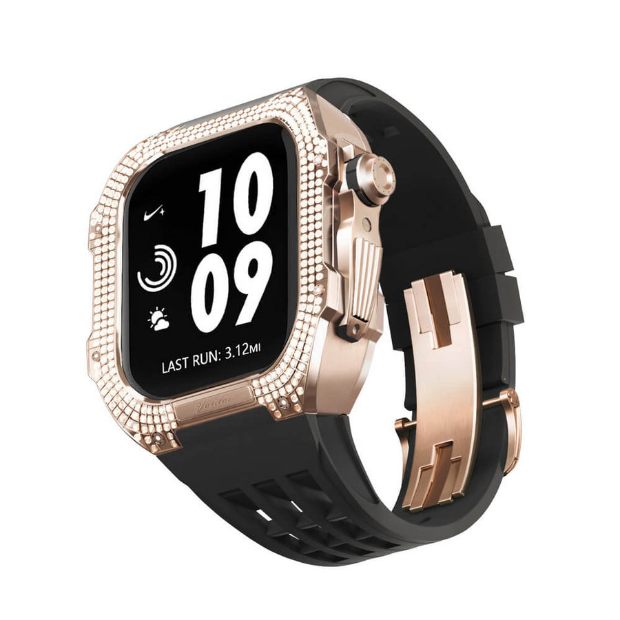 Luxury Titanium Apple Watch Diamond Bezel Case for 44mm/45mm iWatch