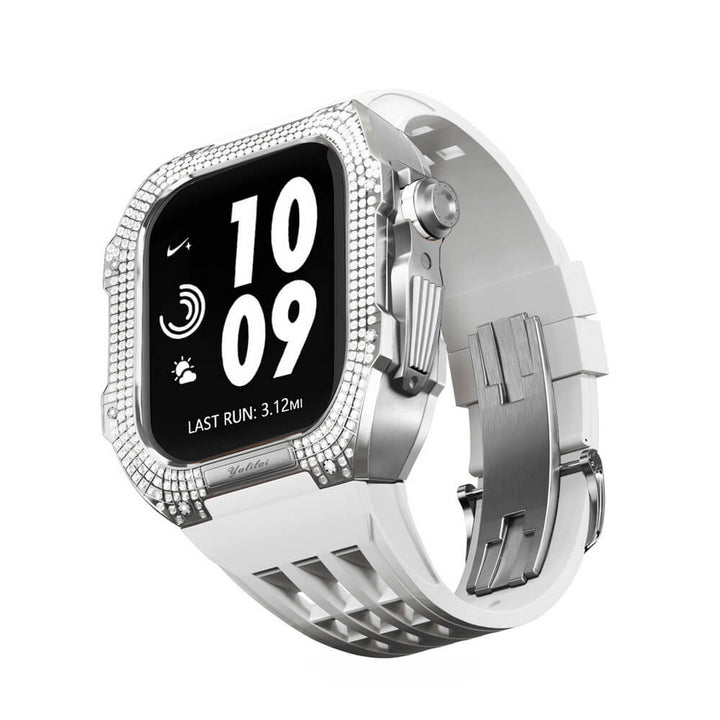 Luxury Diamond Bezel Apple Watch Case 45mm Titanium Bumper