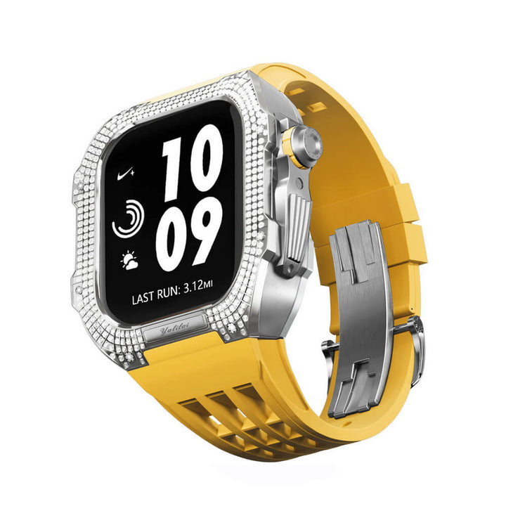 Luxury Diamond Bezel Apple Watch Case 45mm Titanium Bumper