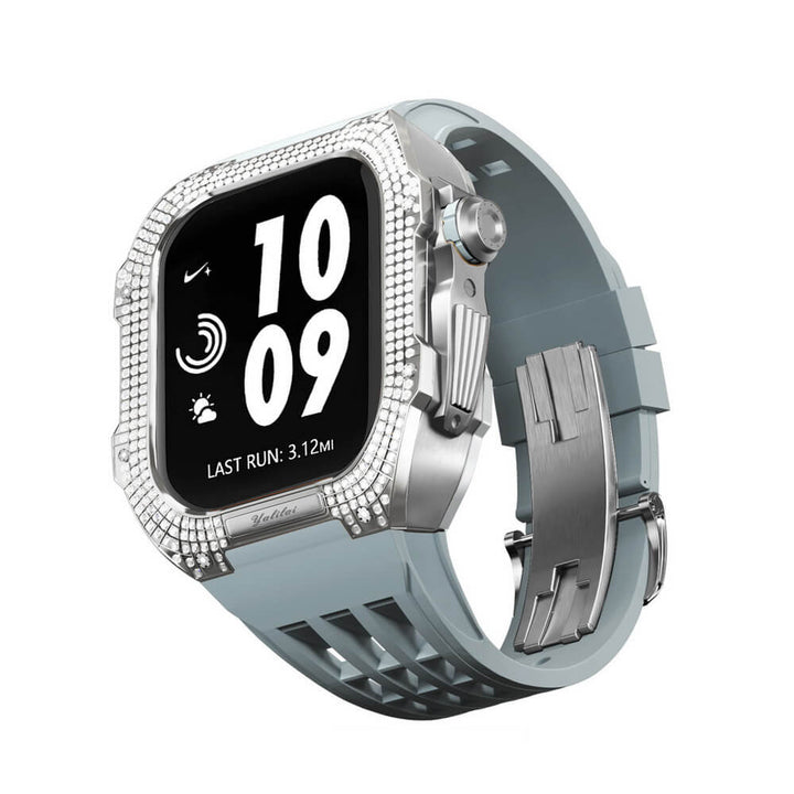 Luxury Diamond Bezel Apple Watch Case 45mm Titanium Bumper