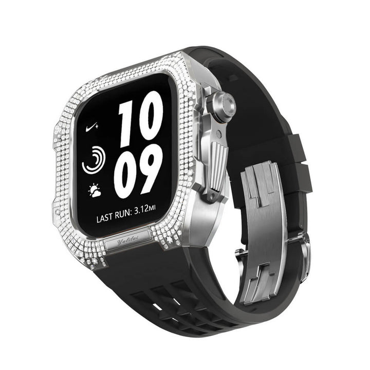 Luxury Diamond Bezel Apple Watch Case 45mm Titanium Bumper