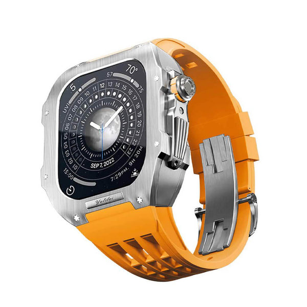 Boîtier de luxe en acier inoxydable pour Apple Watch, 44 mm/45 mm, pour séries 8/7/6/5/4/SE 