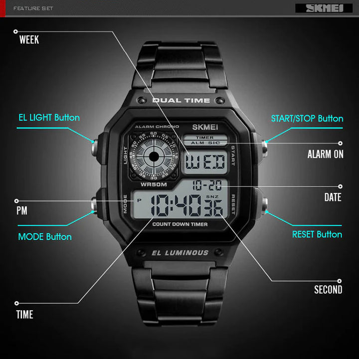 SKMEI 1335 Dual Time Watch Mens