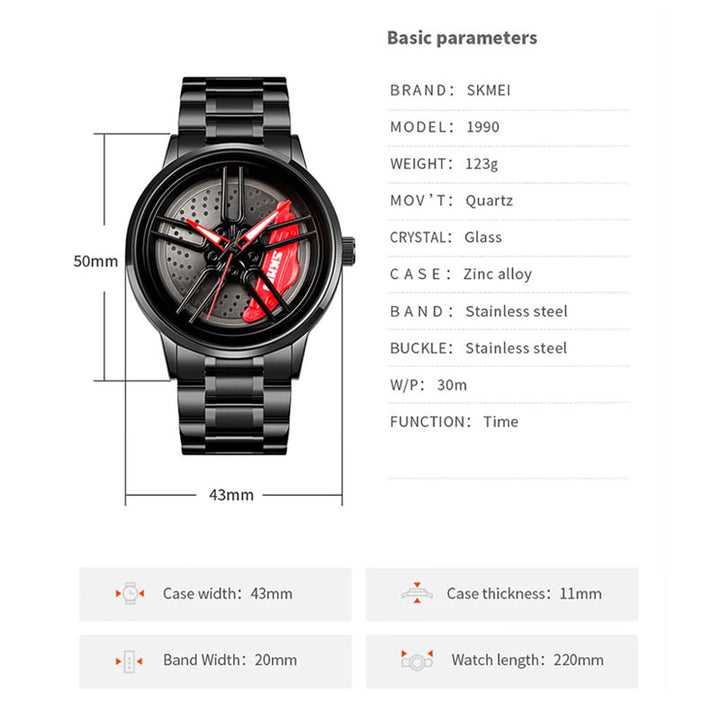 SKMEI 1990 Spinning Car Wheel Watch