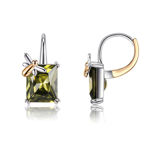 SKMEI KZCE297 boucles d'oreilles carrées vert olive pour femmes