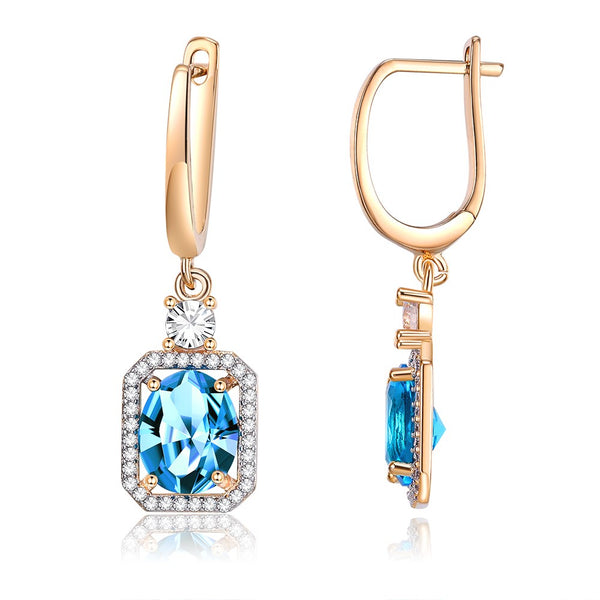 SKMEI KZCE303 Pendientes azules con diamantes para niñas