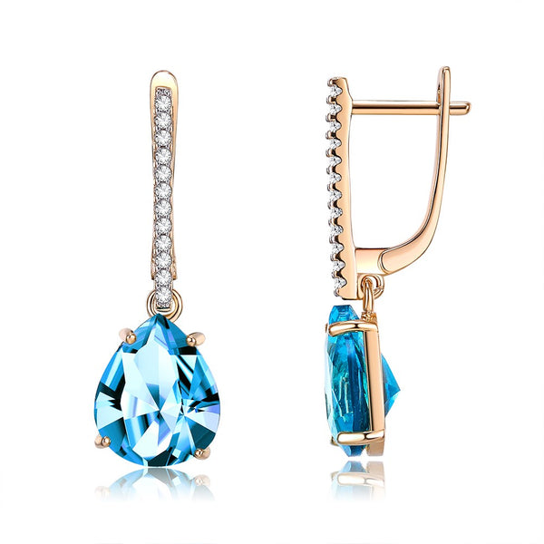 SKMEI KZCE298 Pendientes de lágrima de cristal azul para mujer