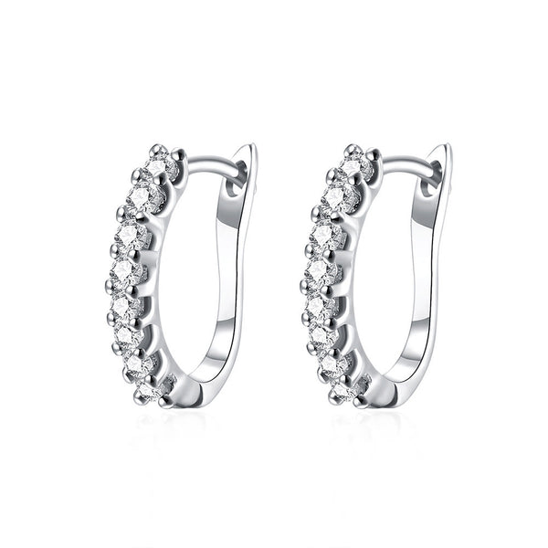 SKMEI LKN018 C Shaped Zirconia Earrings Hoops for Ladies