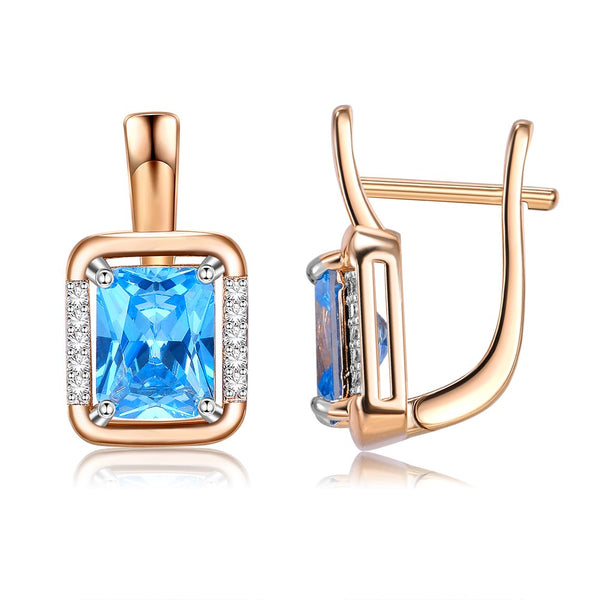 SKMEI KZCE287 boucles d'oreilles rectangulaires bleu cérule pour femmes