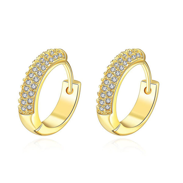 SKMEI LKN020 Classic Round Hoop Earrings Inlaid Zirconia