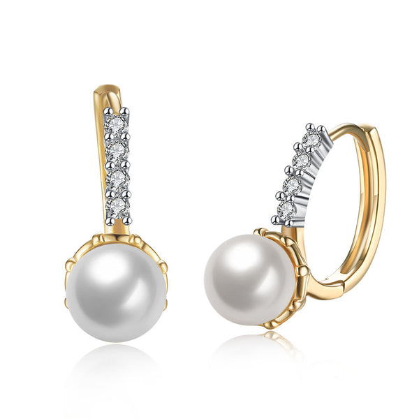 SKMEI LKN025 Gold Plated Earrings w/ Pearl Drop