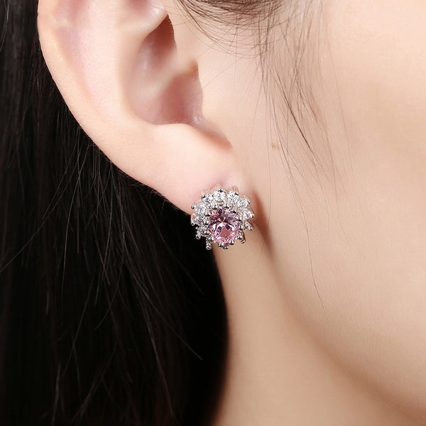 SKMEI LKN001 Women's Cubic Zirconia Flower Earrings Studs