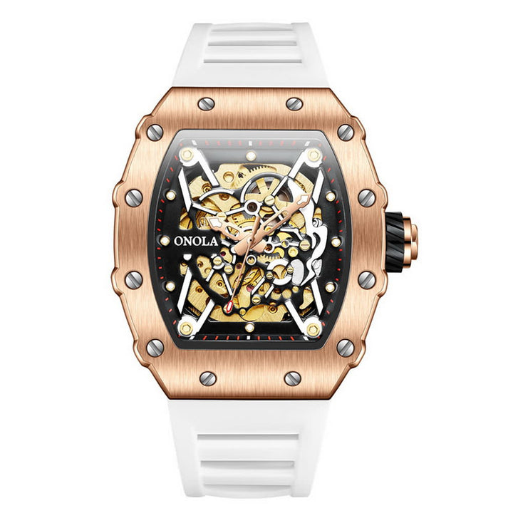 ONOLA 3828 Exposed Gear Mechanical Skeleton Watch for Men