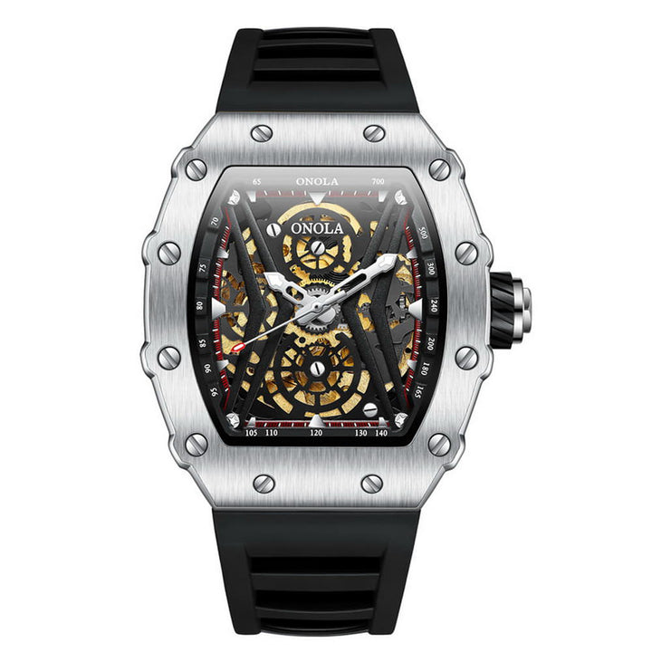 ONOLA 3828 Exposed Gear Mechanical Skeleton Watch for Men