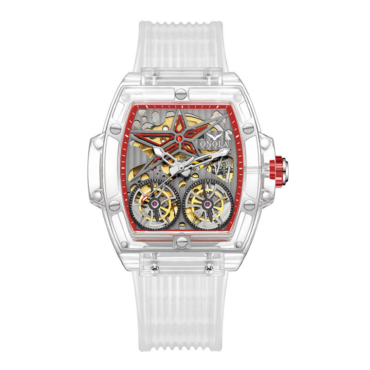 ONOLA Luxury Tonneau Automatic Skeleton Watch for Men