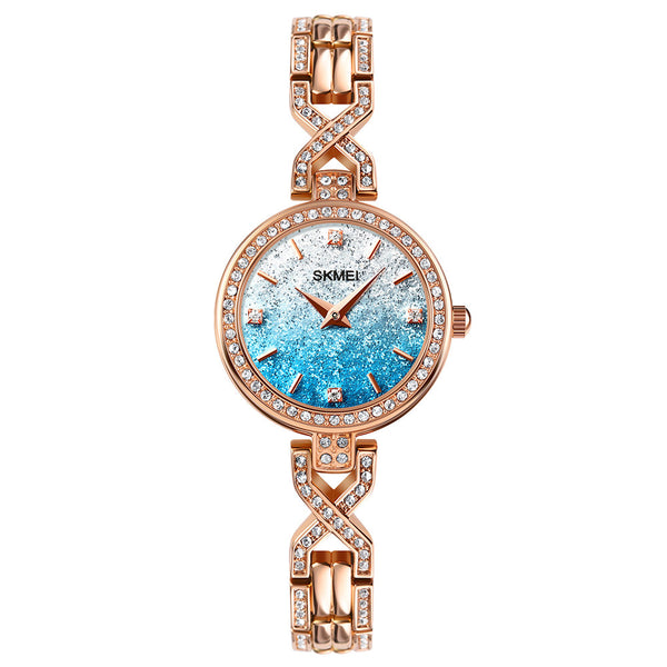 SKMEI 2001 Romantic Ultra-thin Wristwatch Rhinestones Bracelet for Women