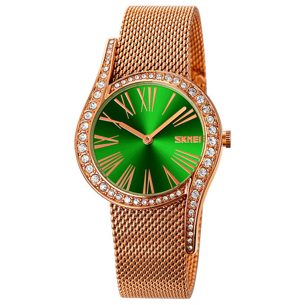 SKMEI 9252 Montres habillées créatives en diamant pour femmes avec 3 bars étanches