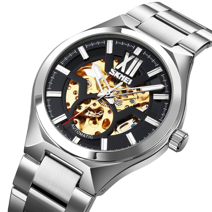 SKMEI 9258 Mechanical Skeleton Watch with Visible Gears