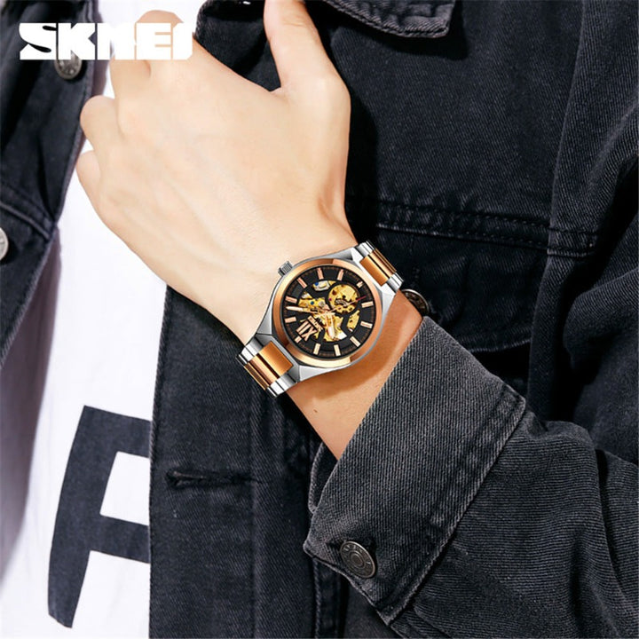 SKMEI 9258 Mechanical Skeleton Watch with Visible Gears