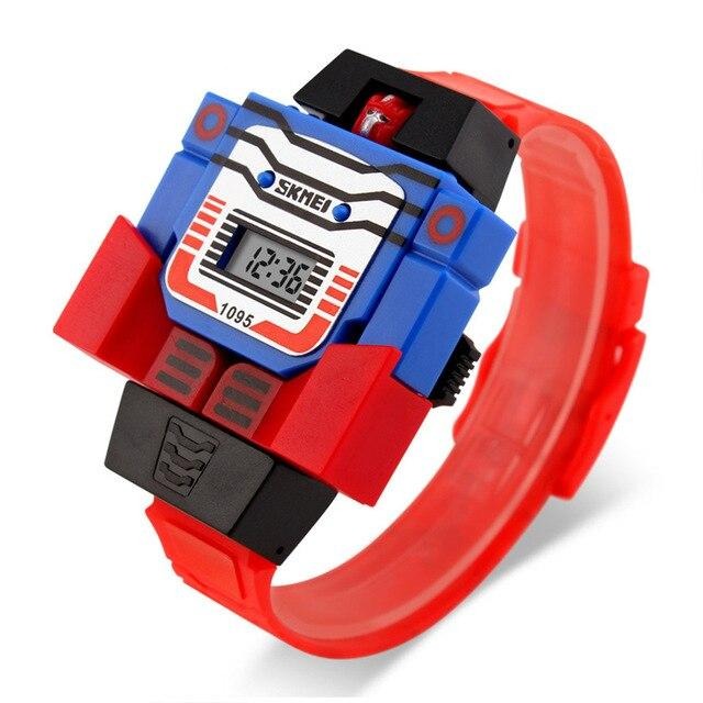 SKMEI 1095 montre-bracelet pour enfants pour garçon avec jouet de déformation de robot détachable