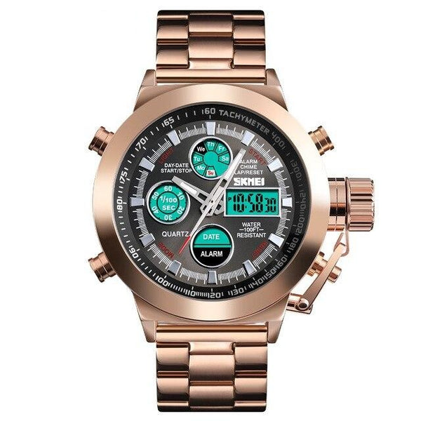 SKMEI 1515 Luxury Men's Quartz Digital Watch w/ 2 Time Chronograph - FantaStreet