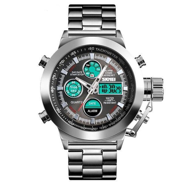 SKMEI 1515 Luxury Men's Quartz Digital Watch w/ 2 Time Chronograph - FantaStreet
