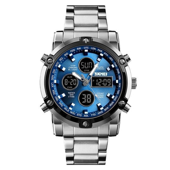 SKMEI 1389 Multiple Time Zone Mens Watches  w/ Countdown - FantaStreet