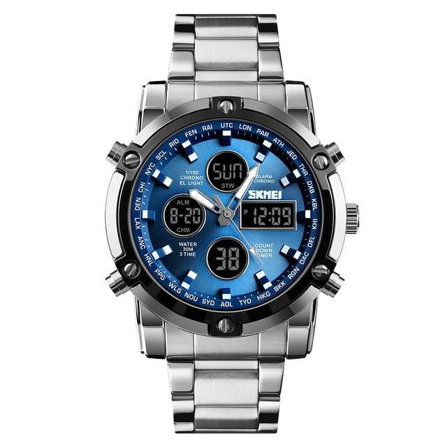 SKMEI 1389 Men‘s Stainless Steel Digital Watch 3Bar Waterproof