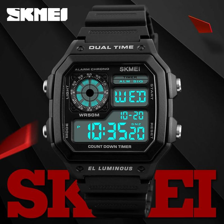 SKMEI 1299 Sport Watch for Men w/ Dual Time & Chrono - FantaStreet