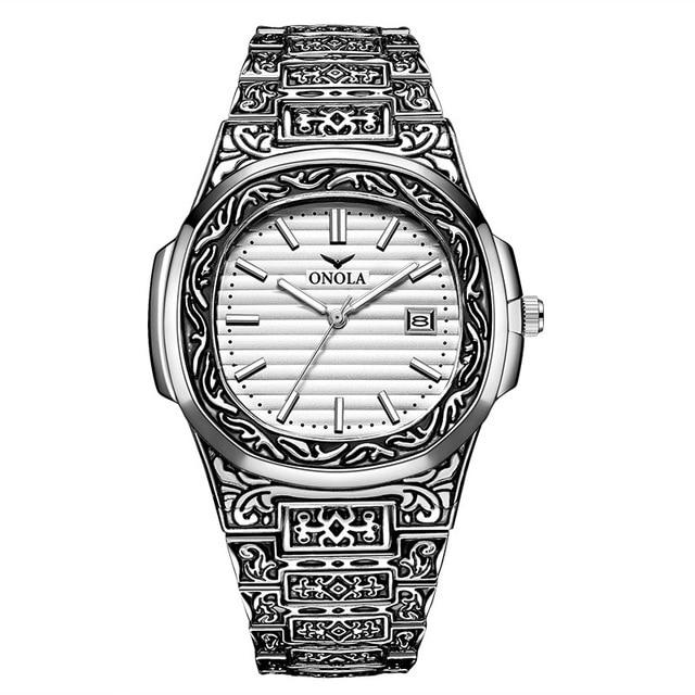 ONOLA 3808 Vintage Silver Watch for Men