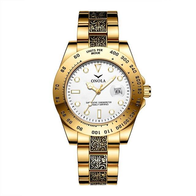 ONOLA ON3814 Luxury Vintage Golden Watch for Mens - FantaStreet