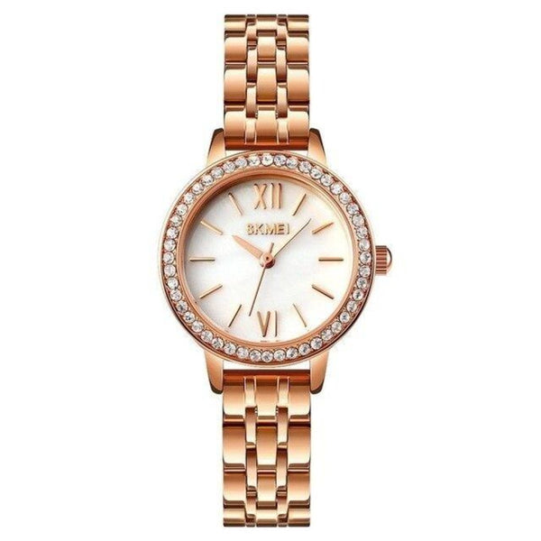 Reloj de vestir para mujer con diamantes de imitación de marca SKMEI 1711