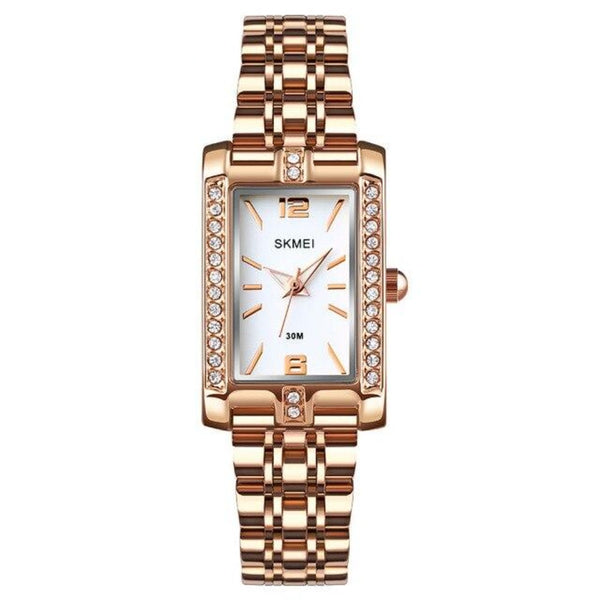 SKMEI 1690 Montres à quartz pour femmes avec décoration en strass