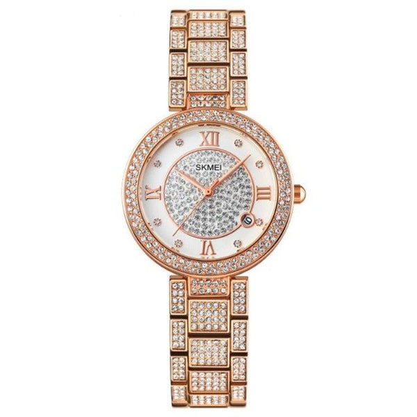 SKMEI 1739 Reloj de boda de lujo para niñas con incrustaciones y diamantes de imitación