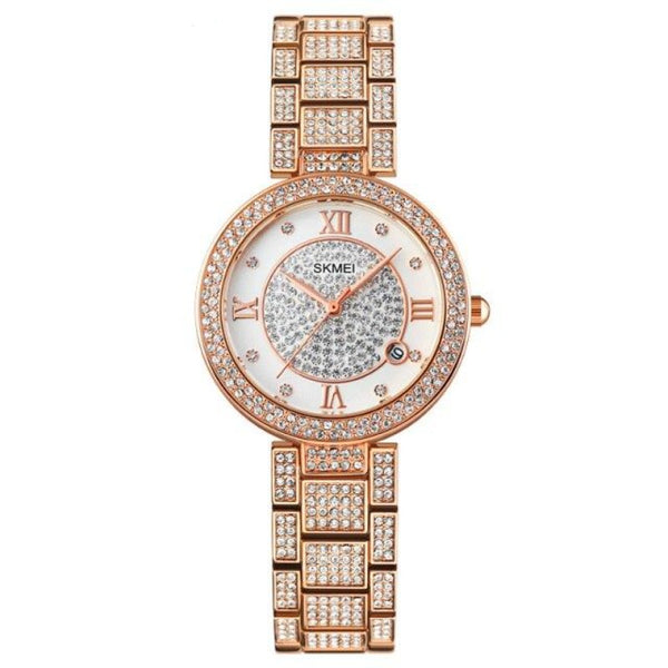 SKMEI 1739 Montre de mariage de luxe pour filles incrustée de strass